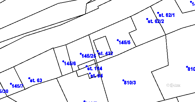 Parcela st. 422 v KÚ Vysoká Pec u Bohutína, Katastrální mapa