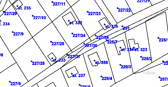 Parcela st. 227/36 v KÚ Vysoká Pec u Bohutína, Katastrální mapa