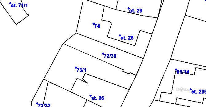 Parcela st. 72/30 v KÚ Vysoká Pec u Bohutína, Katastrální mapa