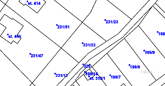 Parcela st. 231/22 v KÚ Vysoká Pec u Bohutína, Katastrální mapa