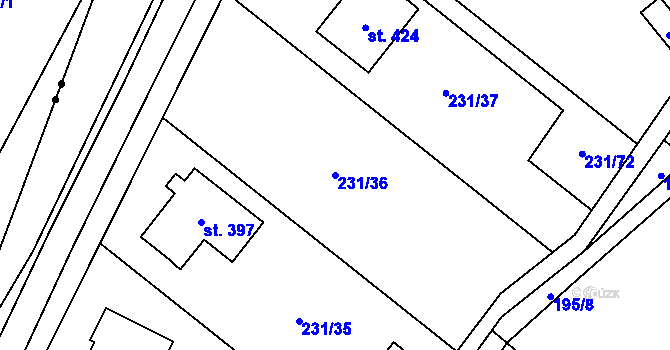 Parcela st. 231/36 v KÚ Vysoká Pec u Bohutína, Katastrální mapa