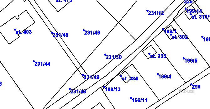 Parcela st. 231/50 v KÚ Vysoká Pec u Bohutína, Katastrální mapa