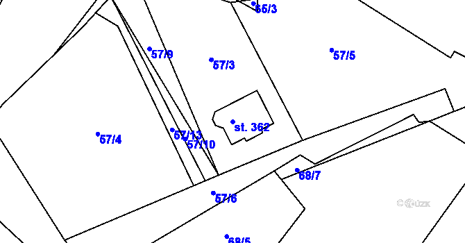 Parcela st. 362 v KÚ Vysoká Pec u Bohutína, Katastrální mapa