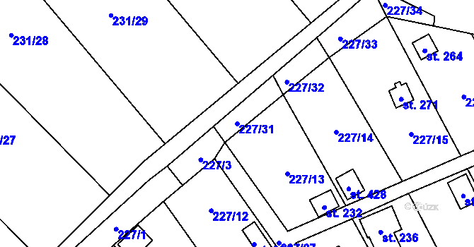 Parcela st. 227/31 v KÚ Vysoká Pec u Bohutína, Katastrální mapa