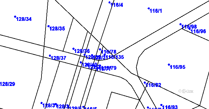 Parcela st. 116/135 v KÚ Vysoká Pec u Bohutína, Katastrální mapa