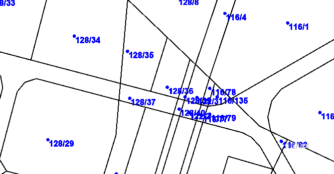 Parcela st. 128/36 v KÚ Vysoká Pec u Bohutína, Katastrální mapa