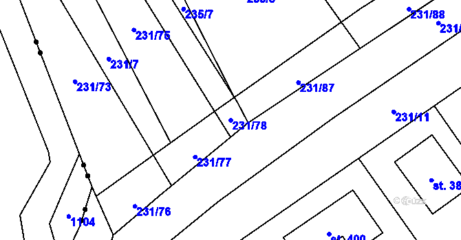 Parcela st. 231/78 v KÚ Vysoká Pec u Bohutína, Katastrální mapa