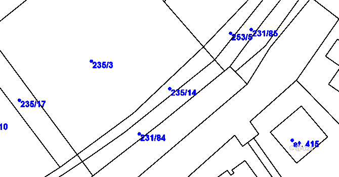 Parcela st. 235/14 v KÚ Vysoká Pec u Bohutína, Katastrální mapa