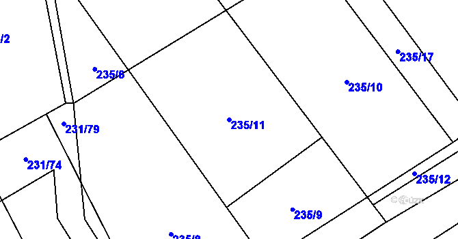 Parcela st. 235/11 v KÚ Vysoká Pec u Bohutína, Katastrální mapa