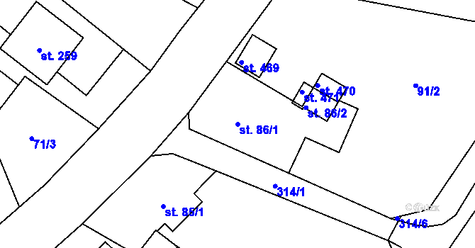 Parcela st. 86/1 v KÚ Vysoká Pec u Bohutína, Katastrální mapa