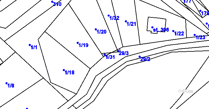 Parcela st. 1/31 v KÚ Vysoká Pec u Bohutína, Katastrální mapa