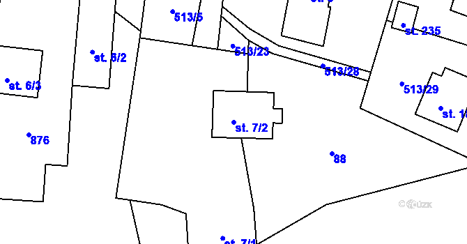 Parcela st. 7/2 v KÚ Bohutín nad Moravou, Katastrální mapa