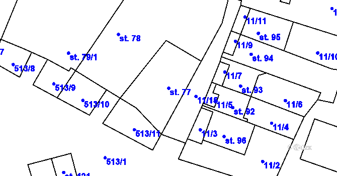 Parcela st. 77 v KÚ Bohutín nad Moravou, Katastrální mapa