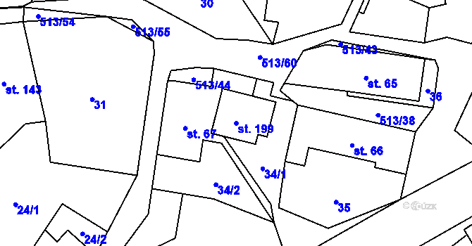 Parcela st. 199 v KÚ Bohutín nad Moravou, Katastrální mapa