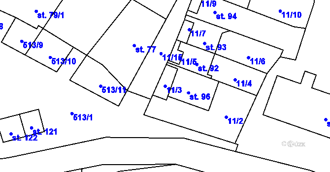 Parcela st. 11/3 v KÚ Bohutín nad Moravou, Katastrální mapa