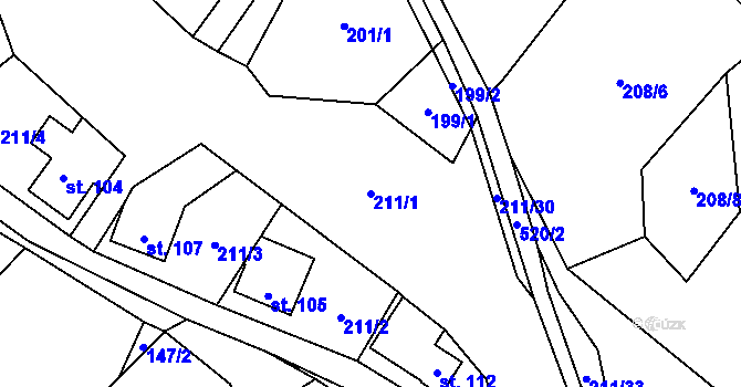 Parcela st. 211/1 v KÚ Bohutín nad Moravou, Katastrální mapa