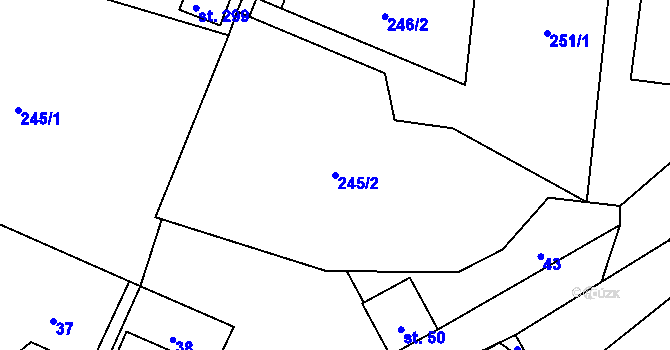 Parcela st. 245/2 v KÚ Bohutín nad Moravou, Katastrální mapa