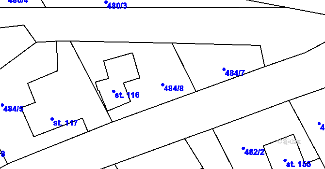 Parcela st. 484/8 v KÚ Bohutín nad Moravou, Katastrální mapa