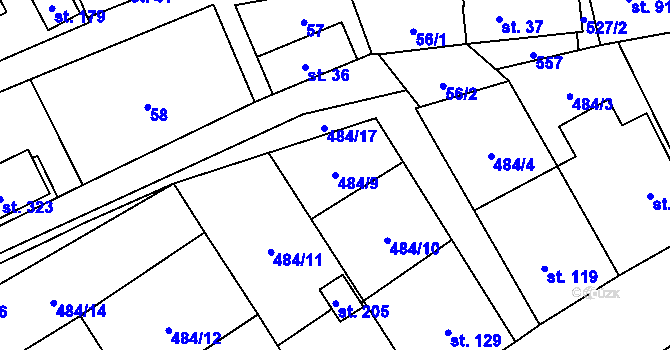 Parcela st. 484/9 v KÚ Bohutín nad Moravou, Katastrální mapa