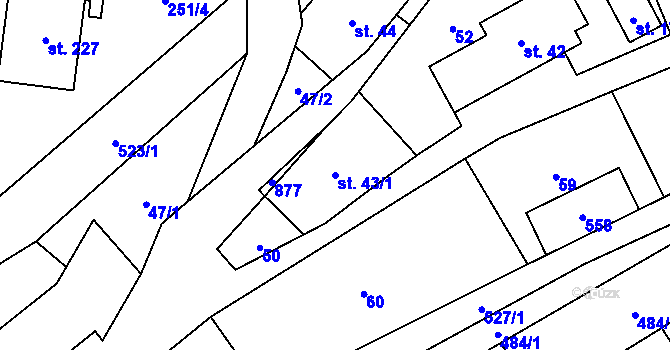 Parcela st. 43/1 v KÚ Bohutín nad Moravou, Katastrální mapa