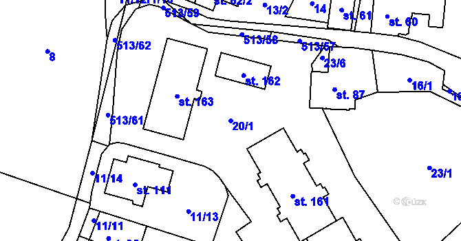 Parcela st. 20/1 v KÚ Bohutín nad Moravou, Katastrální mapa