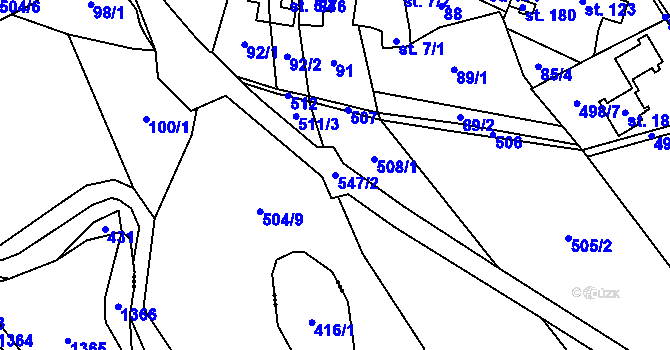 Parcela st. 547/2 v KÚ Bohutín nad Moravou, Katastrální mapa
