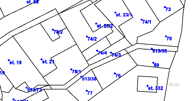 Parcela st. 74/4 v KÚ Bohutín nad Moravou, Katastrální mapa