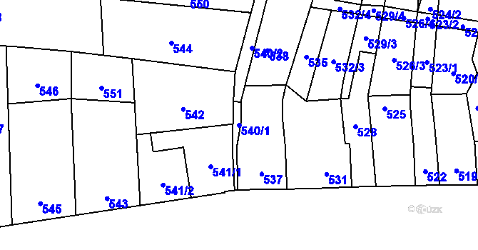 Parcela st. 540/1 v KÚ Bochoř, Katastrální mapa