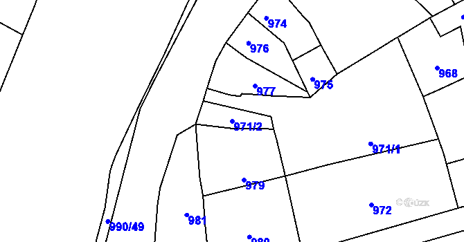 Parcela st. 971/2 v KÚ Bochoř, Katastrální mapa