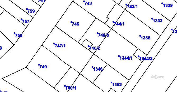 Parcela st. 746/2 v KÚ Bochoř, Katastrální mapa