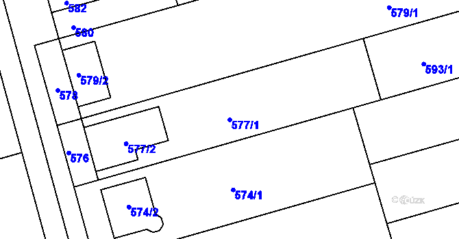 Parcela st. 577/1 v KÚ Bochoř, Katastrální mapa