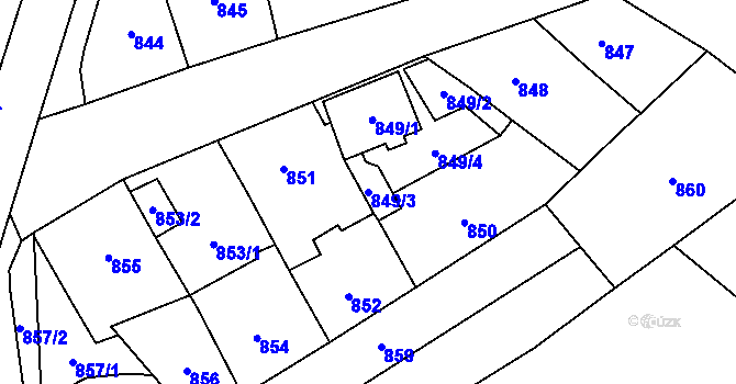 Parcela st. 849/3 v KÚ Bochoř, Katastrální mapa