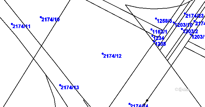 Parcela st. 2174/12 v KÚ Bochoř, Katastrální mapa