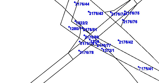 Parcela st. 2176/79 v KÚ Bochoř, Katastrální mapa