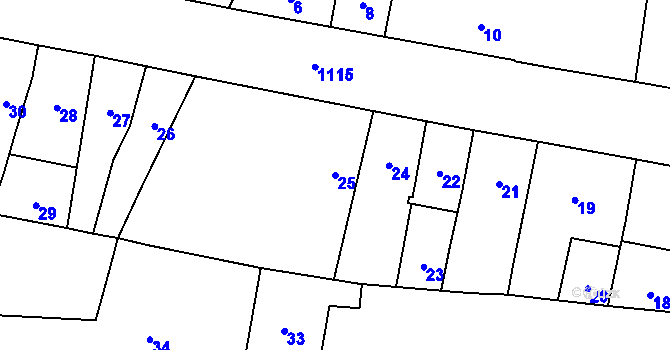 Parcela st. 25 v KÚ Bochoř, Katastrální mapa