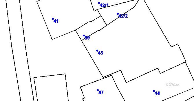 Parcela st. 43 v KÚ Bochoř, Katastrální mapa