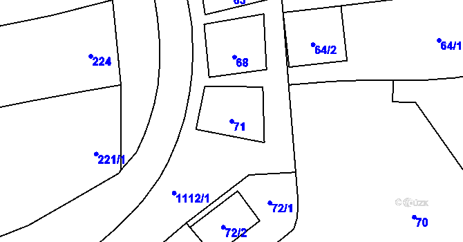Parcela st. 71 v KÚ Bochoř, Katastrální mapa