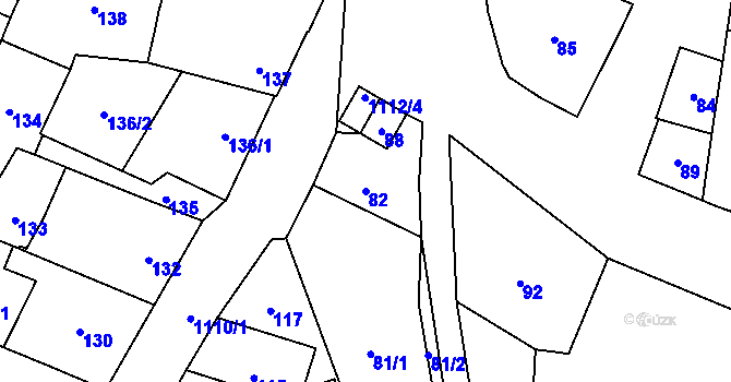 Parcela st. 82 v KÚ Bochoř, Katastrální mapa