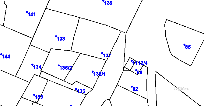 Parcela st. 137 v KÚ Bochoř, Katastrální mapa