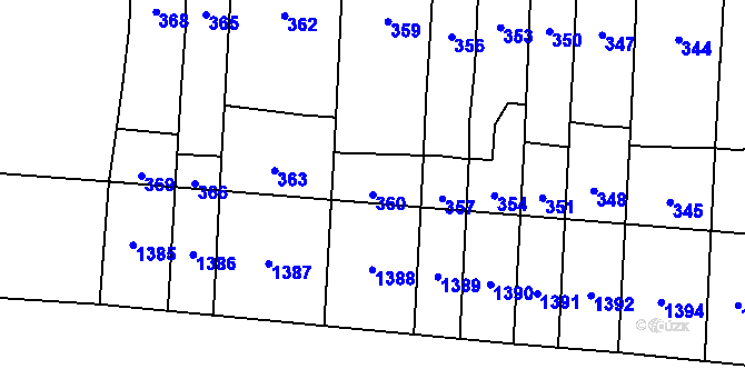 Parcela st. 360 v KÚ Bochoř, Katastrální mapa