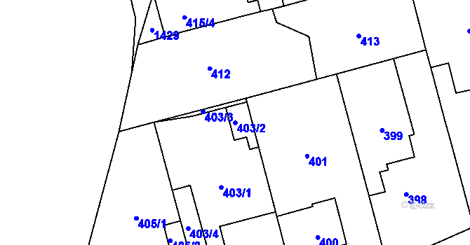 Parcela st. 403/2 v KÚ Bochoř, Katastrální mapa