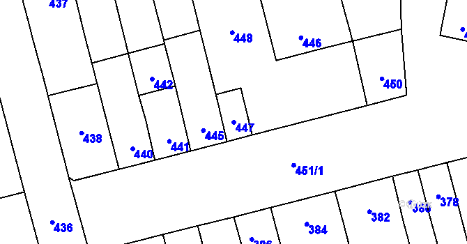 Parcela st. 447 v KÚ Bochoř, Katastrální mapa