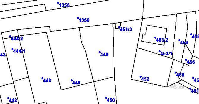 Parcela st. 449 v KÚ Bochoř, Katastrální mapa