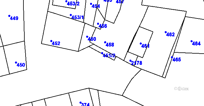 Parcela st. 451/2 v KÚ Bochoř, Katastrální mapa