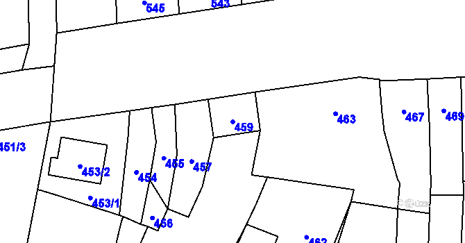 Parcela st. 459 v KÚ Bochoř, Katastrální mapa