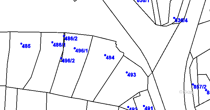 Parcela st. 494 v KÚ Bochoř, Katastrální mapa