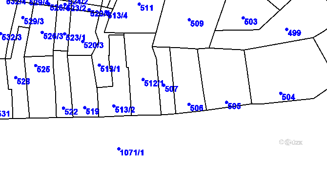 Parcela st. 507 v KÚ Bochoř, Katastrální mapa