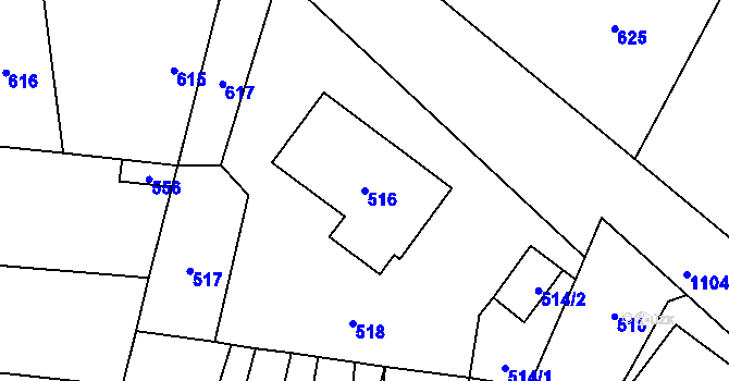 Parcela st. 516 v KÚ Bochoř, Katastrální mapa
