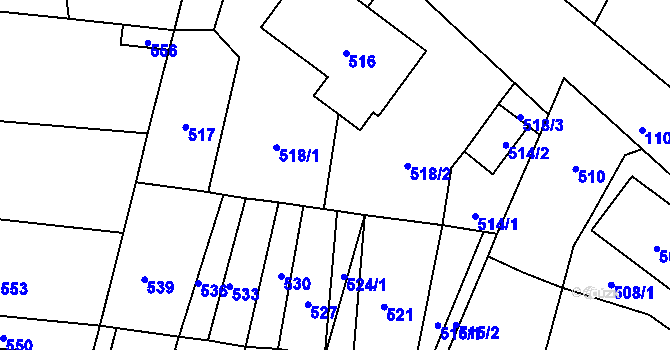 Parcela st. 518 v KÚ Bochoř, Katastrální mapa