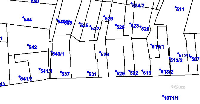 Parcela st. 528 v KÚ Bochoř, Katastrální mapa